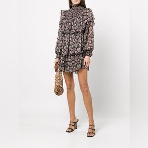 Cinq a Sept NWT Drew Georgette Dress Black multi colored print. Size 8